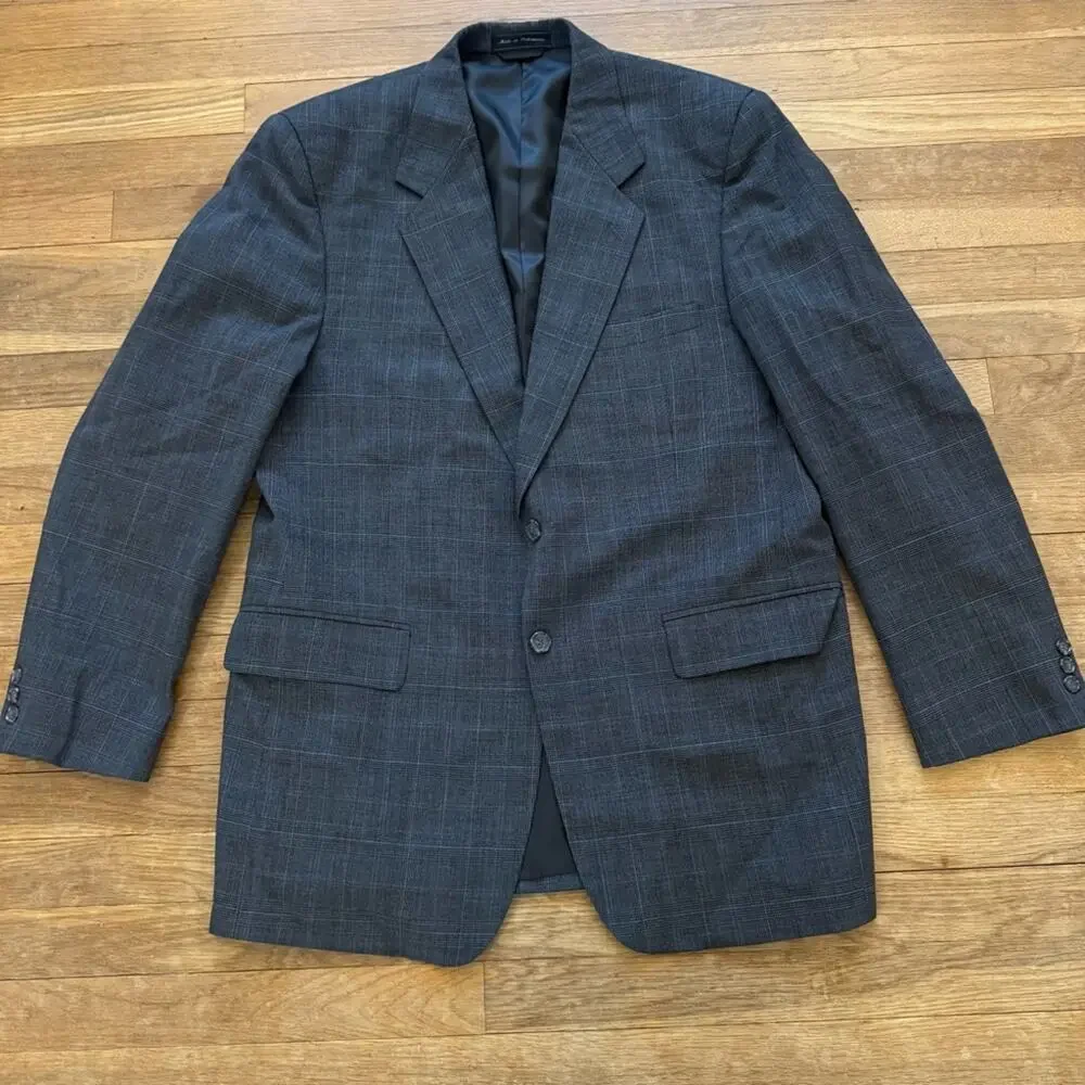 Bert Pulitzer gray plaid blazer suit jacket size 44 b36